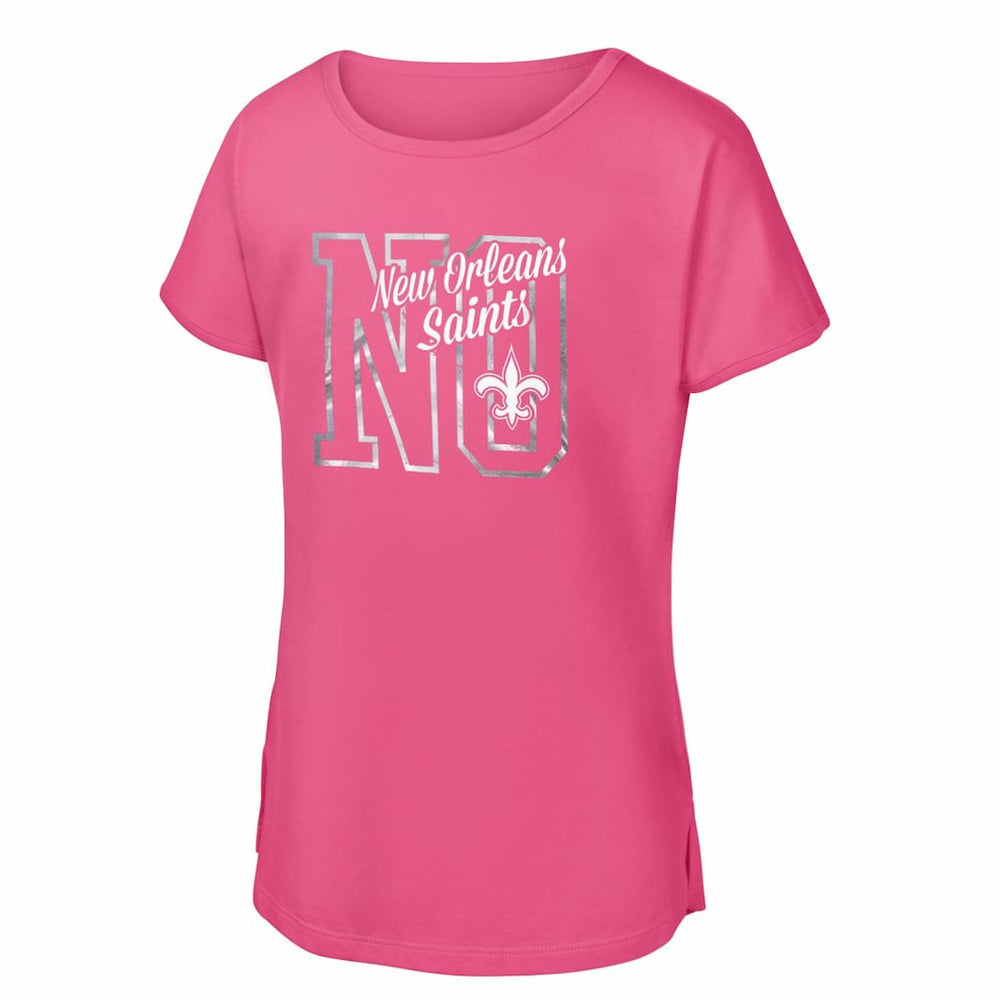 New Orleans Saints Girls Youth Signal Caller Dolman T-Shirt Pink