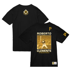 Roberto Clemente Pittsburgh Pirates Mitchell & Ness Cooperstown Collection Heavyweight Premium Player Vintage Logo T-Shirt - Black - Mitchell & Ness Discount