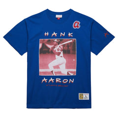 Hank Aaron Atlanta Braves Mitchell & Ness Cooperstown Collection Heavyweight Premium Player Vintage Logo T-Shirt - Royal - Mitchell & Ness Online