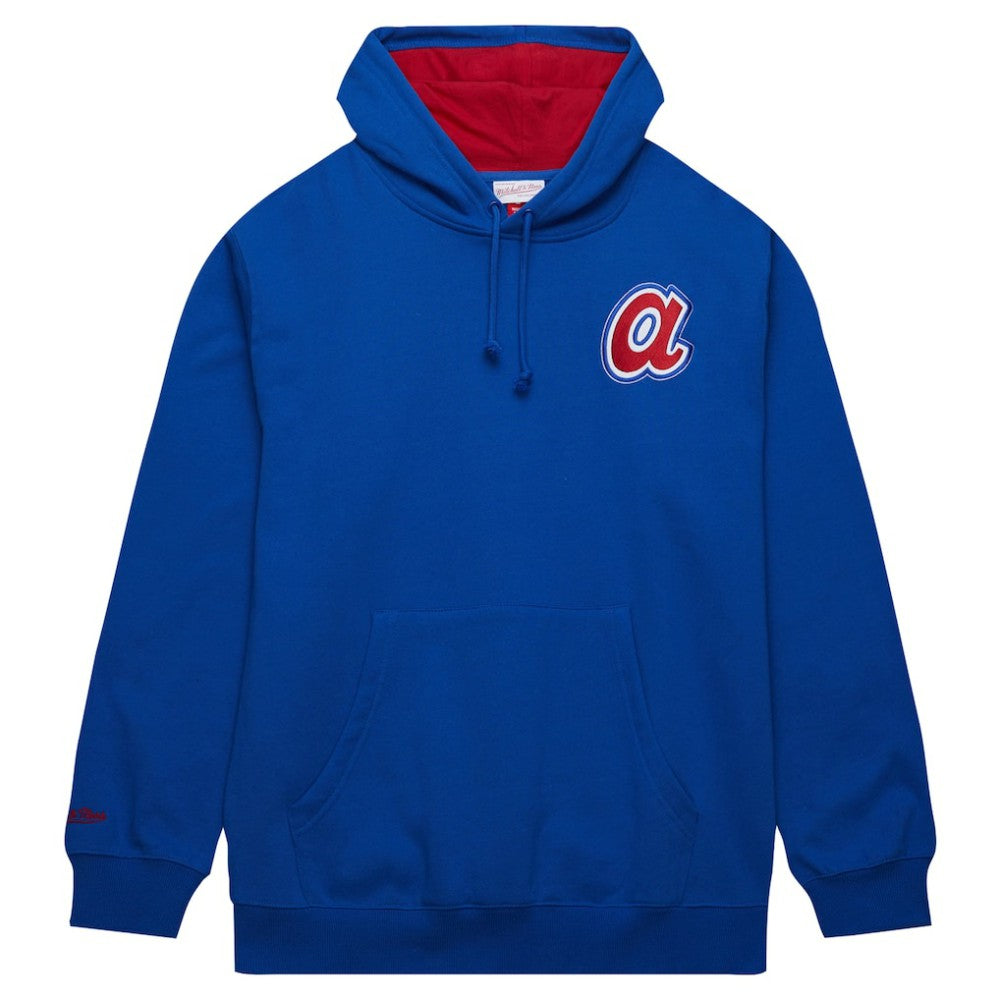 Hank Aaron Atlanta Braves Mitchell & Ness Vintage Logo Name & Number Pullover Hoodie - Royal - Mitchell & Ness on Sale
