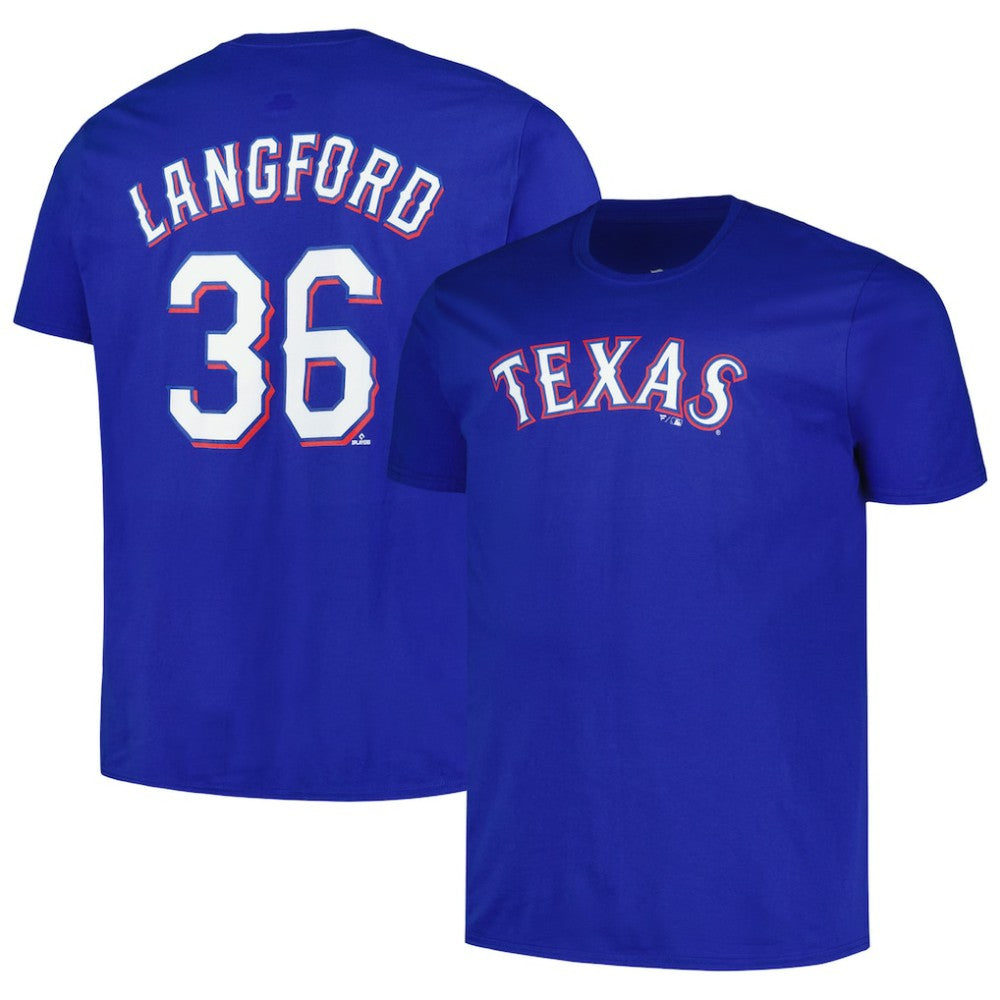 Wyatt Langford Texas Rangers Fanatics Big & Tall Name & Number T-Shirt - Royal - Fanatics Discount