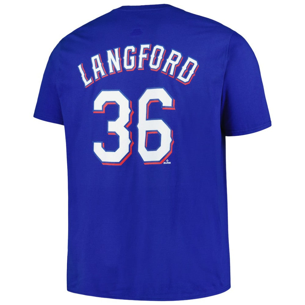 Wyatt Langford Texas Rangers Fanatics Big & Tall Name & Number T-Shirt - Royal - Fanatics Discount
