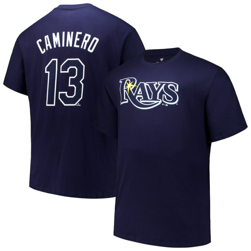 Junior Caminero Tampa Bay Rays Fanatics Big & Tall Name & Number T-Shirt - Navy - Fanatics Lifestyle