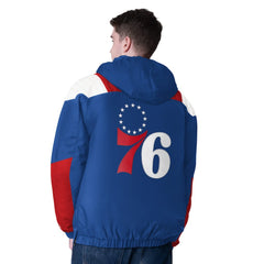 Philadelphia 76ers Starter Charger Half-Zip Pullover Jacket- Royal/Red