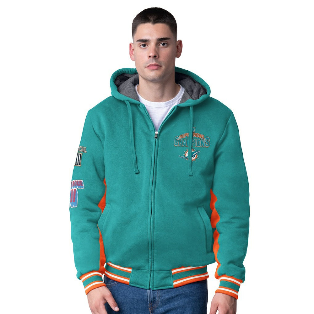 Miami Dolphins G-III Extreme No Huddle Commemorative Full-Zip Hoodie Jacket Aqua