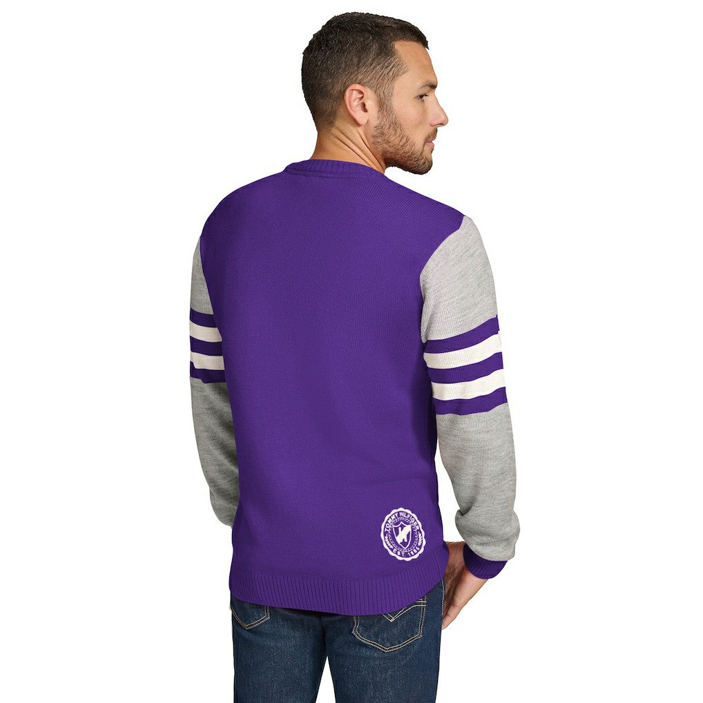 Minnesota Vikings Tommy Hilfiger Acrylic Crewneck Pullover Sweater Purple/Heather Gray