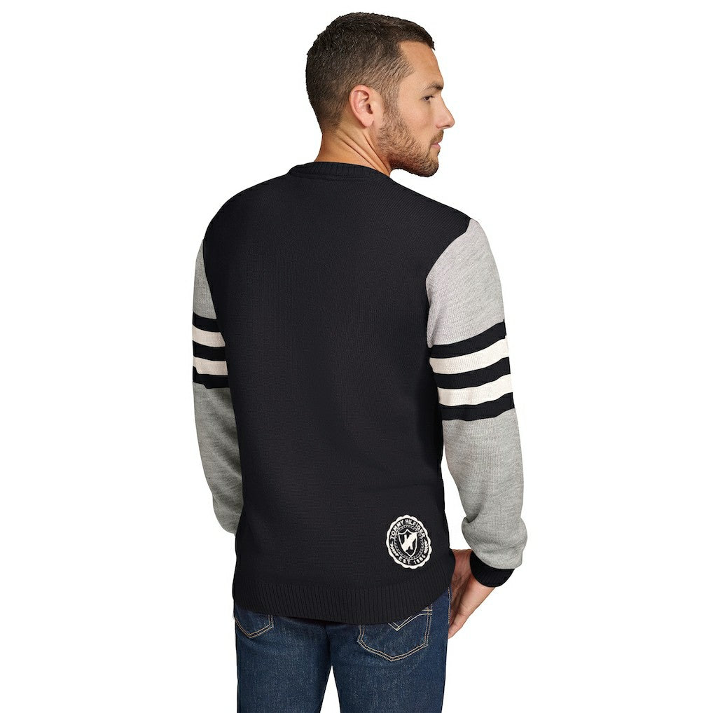 Pittsburgh Steelers Tommy Hilfiger Acrylic Crewneck Pullover Sweater Black/Heather Gray
