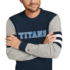 Tennessee Titans Tommy Hilfiger Acrylic Crewneck Pullover Sweater Navy/Heather Gray