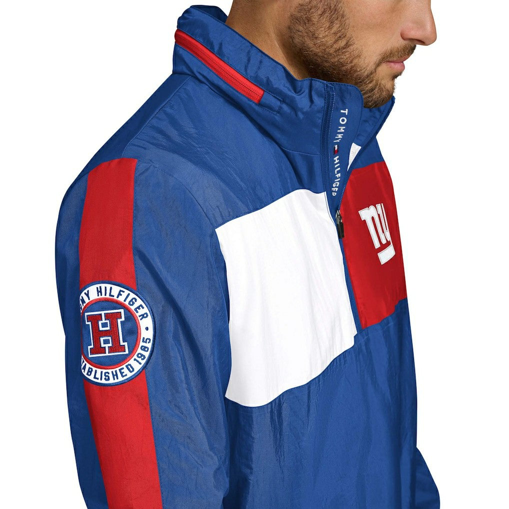 New York Giants Tommy Hilfiger Gael Lightweight Half-Zip Hoodie Jacket Royal