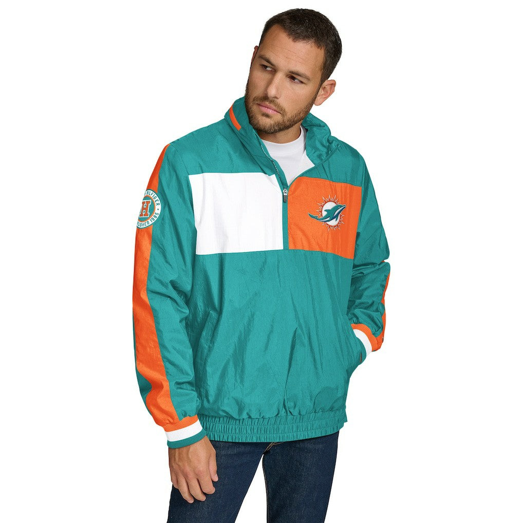 Miami Dolphins Tommy Hilfiger Gael Lightweight Half-Zip Hoodie Jacket Aqua