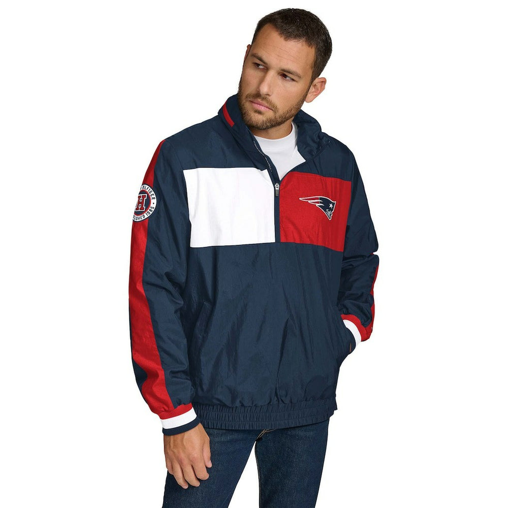 New England Patriots Tommy Hilfiger Gael Lightweight Half-Zip Hoodie Jacket Navy