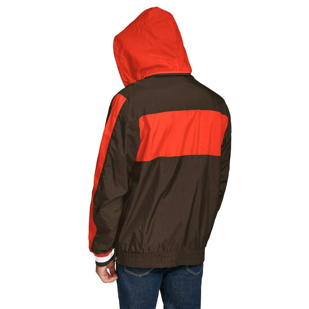 Cleveland Browns Tommy Hilfiger Gael Lightweight Half-Zip Pullover Hoodie Jacket Brown