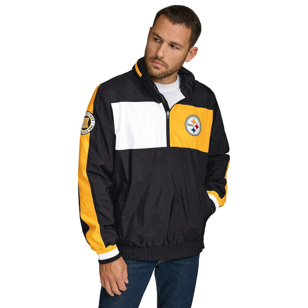 Pittsburgh Steelers Tommy Hilfiger Gael Lightweight Half-Zip Hoodie Jacket Black
