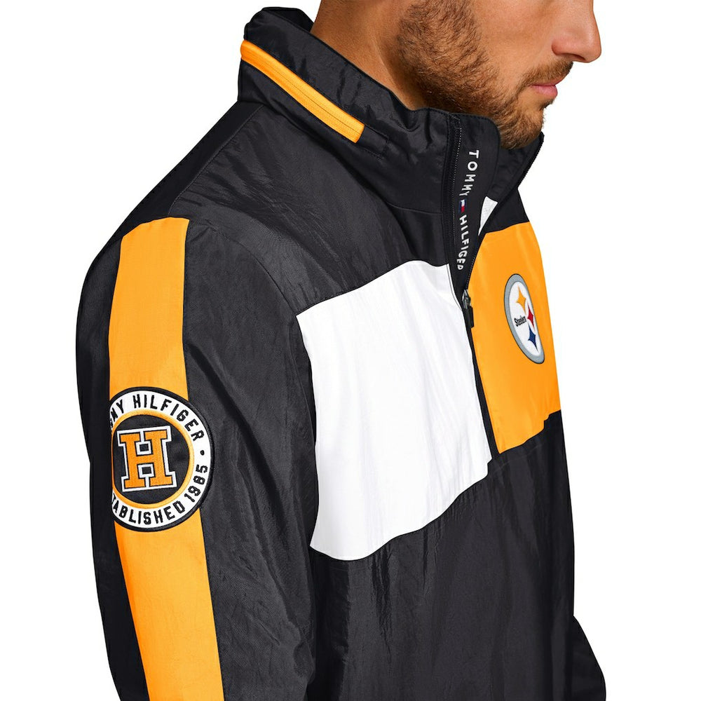 Pittsburgh Steelers Tommy Hilfiger Gael Lightweight Half-Zip Hoodie Jacket Black