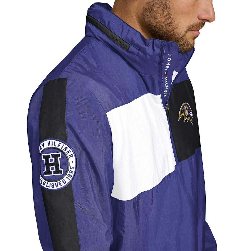 Baltimore Ravens Tommy Hilfiger Gael Lightweight Half-Zip Pullover Hoodie Jacket Purple
