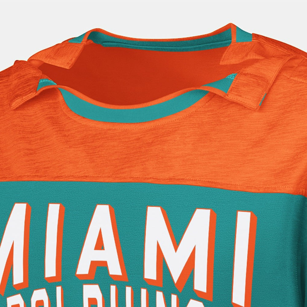 Miami Dolphins G-III Sports by Carl Banks Adaptive Hail Mary Long Sleeve T-Shirt Aqua/Orange