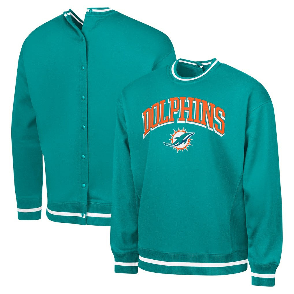 Miami Dolphins G-III Sports by Carl Banks Adaptive Blocker Fleece Pullover Sweatshirt Aqua