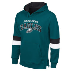 Philadelphia Eagles G-III Sports by Carl BanksMen's Adaptive Faceoff Pullover Hoodie Midnight Green/Black