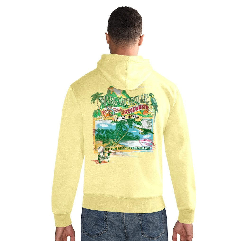 New Orleans Saints Margaritaville Time Flies Garment Dyed Pullover Hoodie Gold