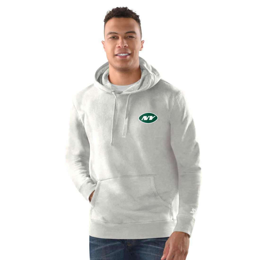 New York Jets Margaritaville Time Flies Garment Dyed Pullover Hoodie Gray
