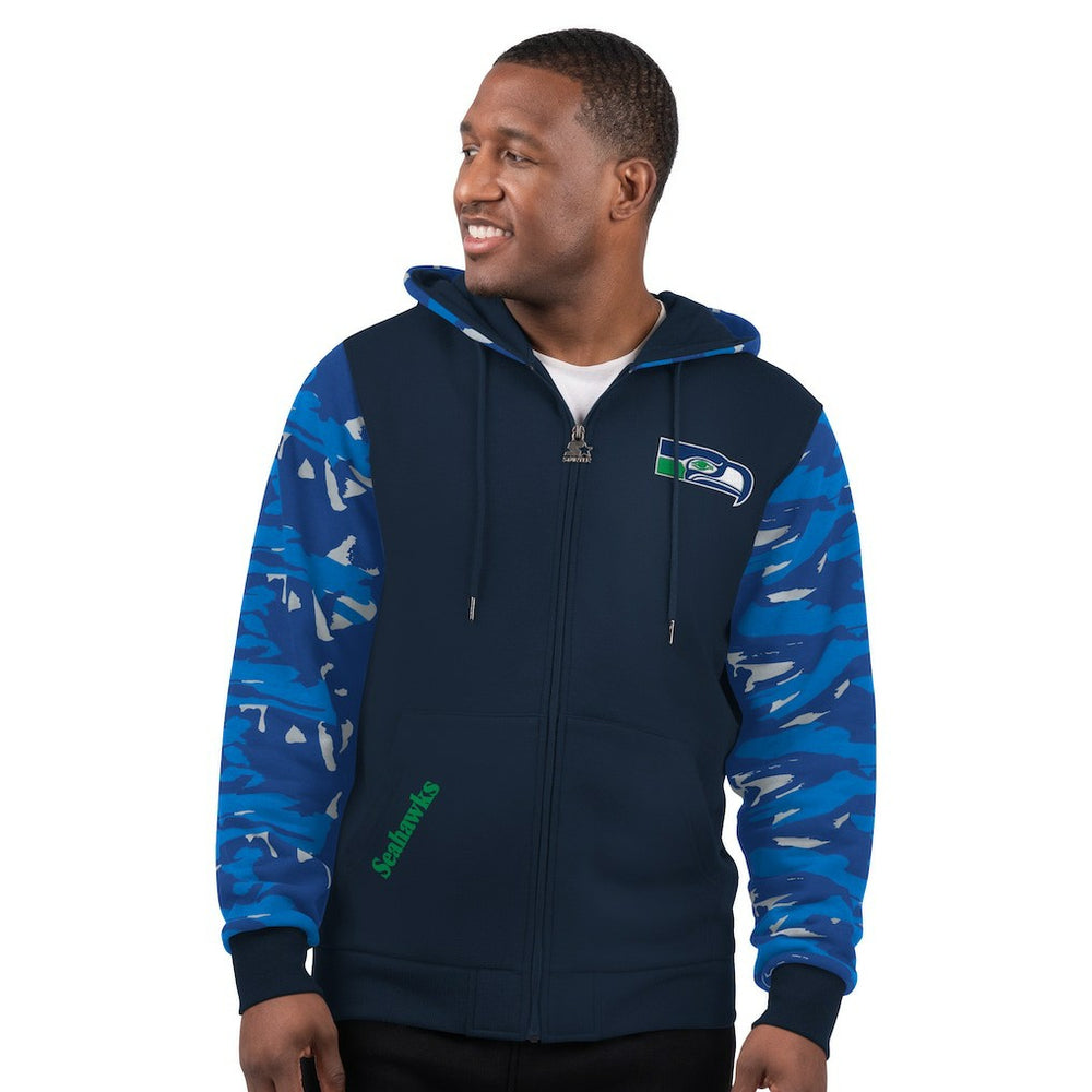 Seattle Seahawks Starter Thursday Night Gridiron Vintage Logo Full-Zip Hoodie Navy