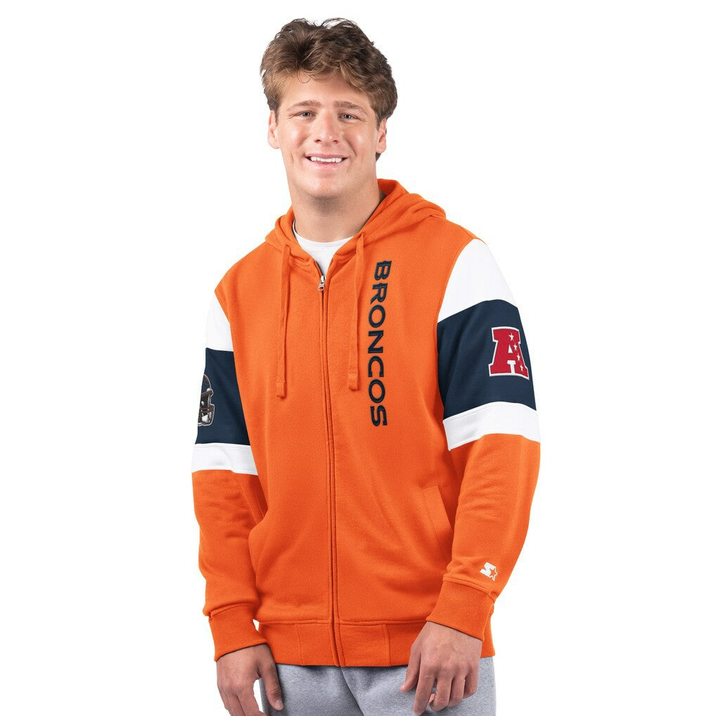 Denver Broncos Starter Extreme Full-Zip Hoodie Orange