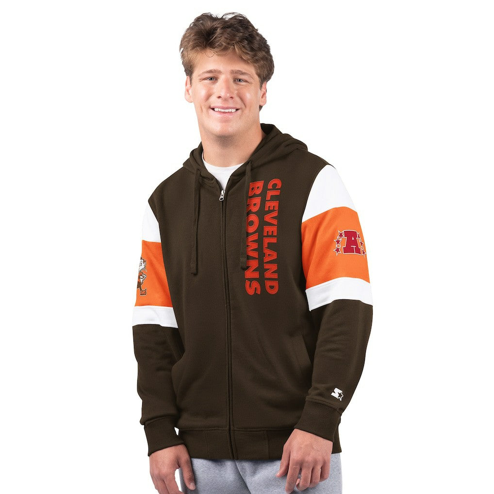 Cleveland Browns Starter Extreme Vintage Logo Full-Zip Hoodie Brown