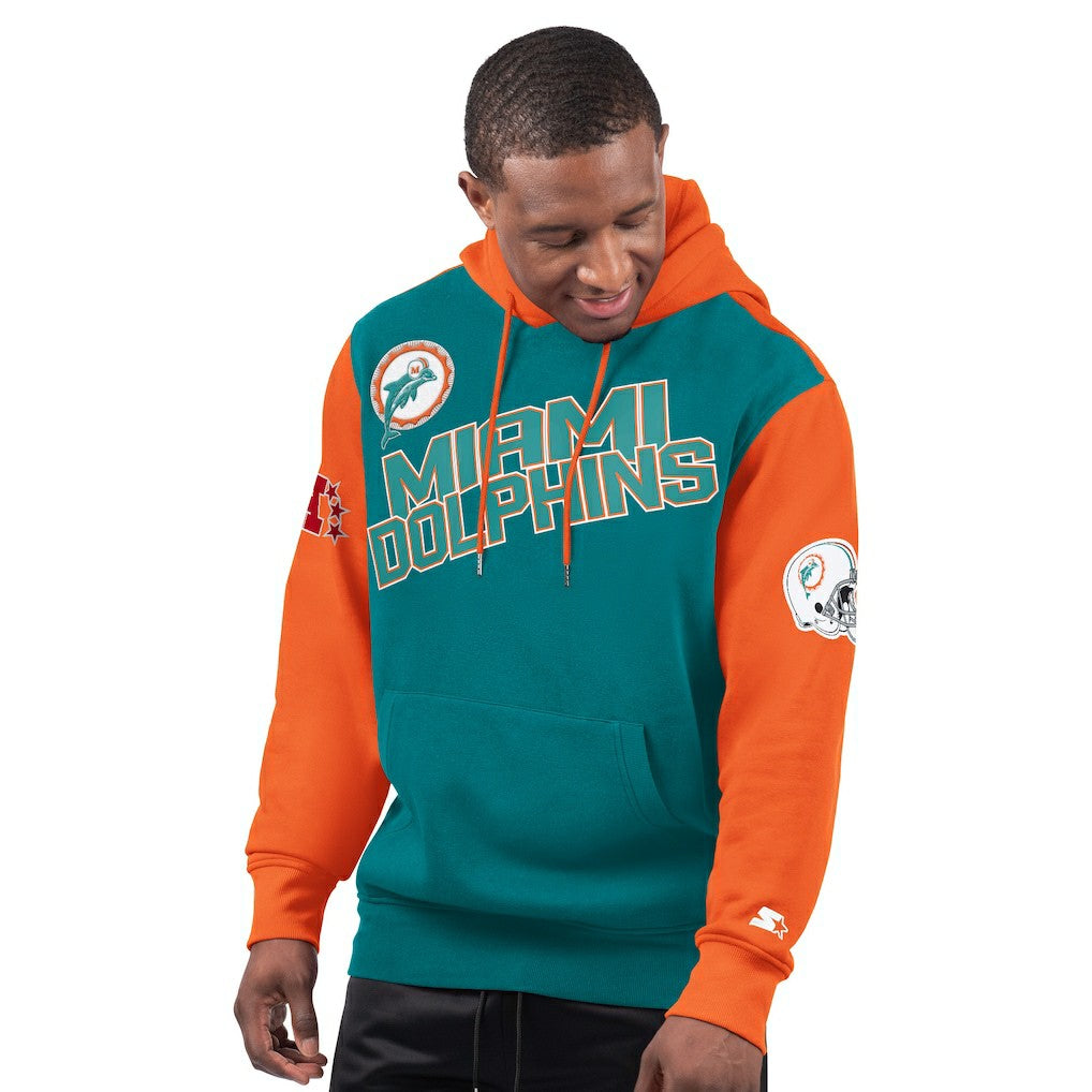 Miami Dolphins Starter Extreme Vintage Logo Pullover Hoodie Aqua