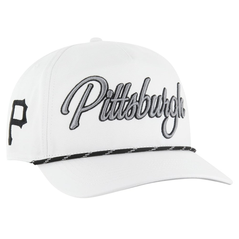 Pittsburgh Pirates '47 Overhand Speckle Hitch Rope Adjustable Hat - White - 47 brand Discount