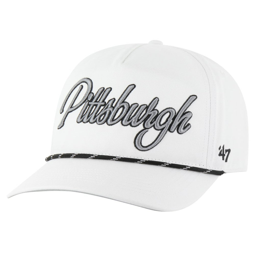 Pittsburgh Pirates '47 Overhand Speckle Hitch Rope Adjustable Hat - White - 47 brand Discount