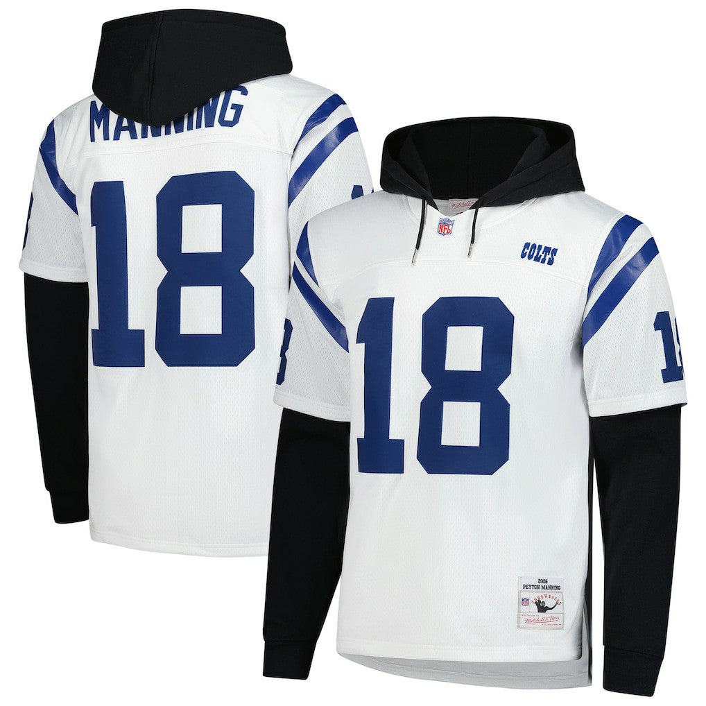 Mitchell & Ness Peyton Manning Indianapolis Colts Player Name & Number Hoodie Legacy Jersey White