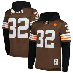 Mitchell & Ness Jim Brown Cleveland Browns Player Name & Number Hoodie Legacy Jersey Brown