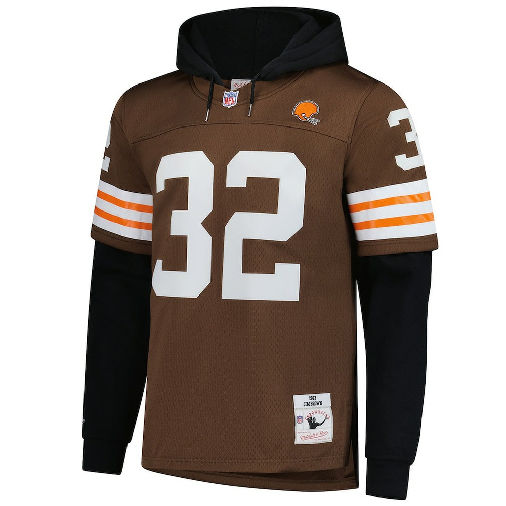 Mitchell & Ness Jim Brown Cleveland Browns Player Name & Number Hoodie Legacy Jersey Brown
