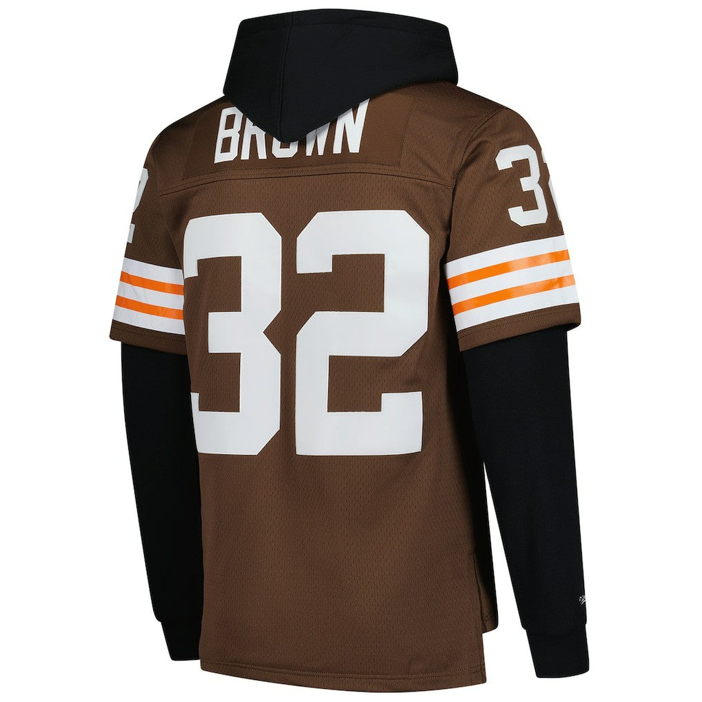 Mitchell & Ness Jim Brown Cleveland Browns Player Name & Number Hoodie Legacy Jersey Brown