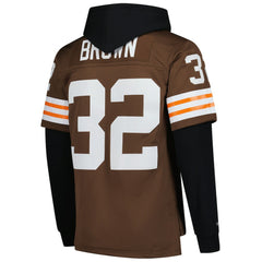 Mitchell & Ness Jim Brown Cleveland Browns Player Name & Number Hoodie Legacy Jersey Brown