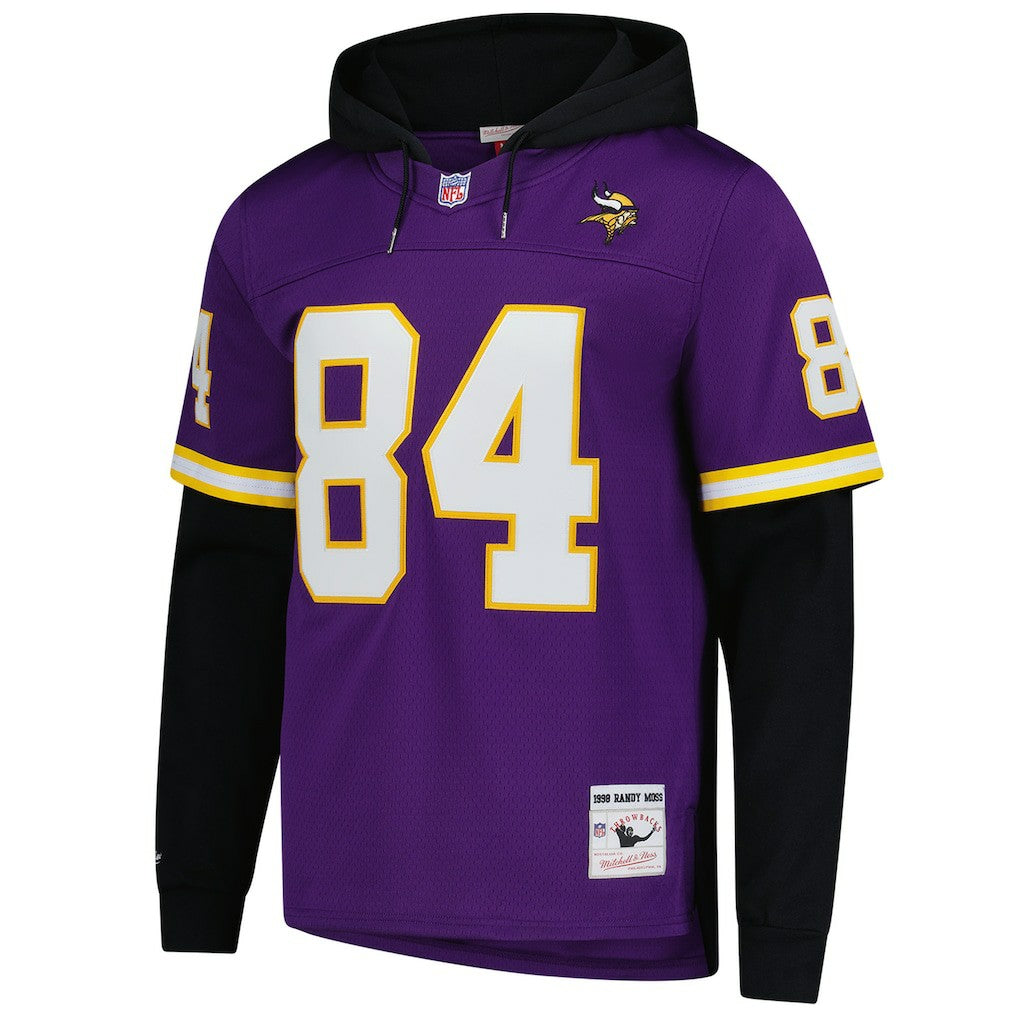 Mitchell & Ness Randy Moss Minnesota Vikings Player Name & Number Hoodie Legacy Jersey Purple