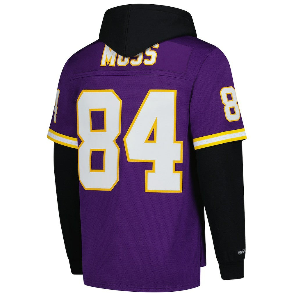 Mitchell & Ness Randy Moss Minnesota Vikings Player Name & Number Hoodie Legacy Jersey Purple