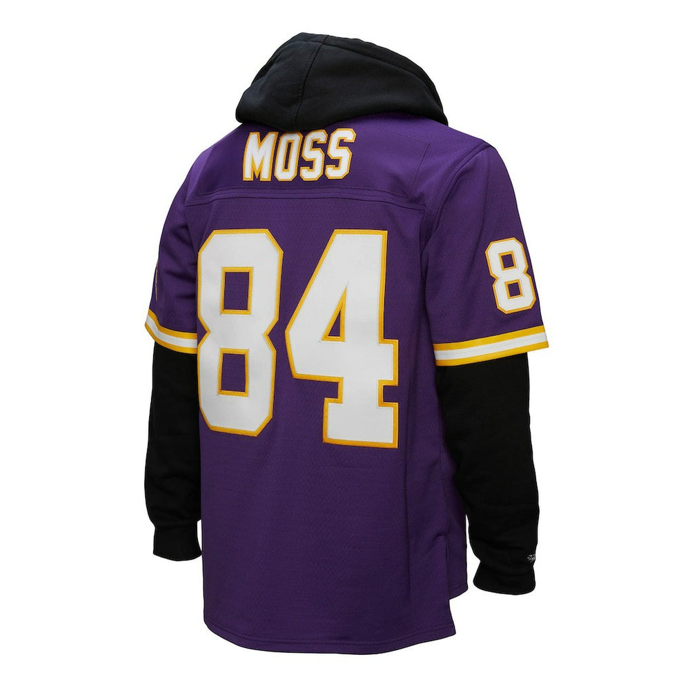 Mitchell & Ness Randy Moss Minnesota Vikings Player Name & Number Hoodie Legacy Jersey Purple