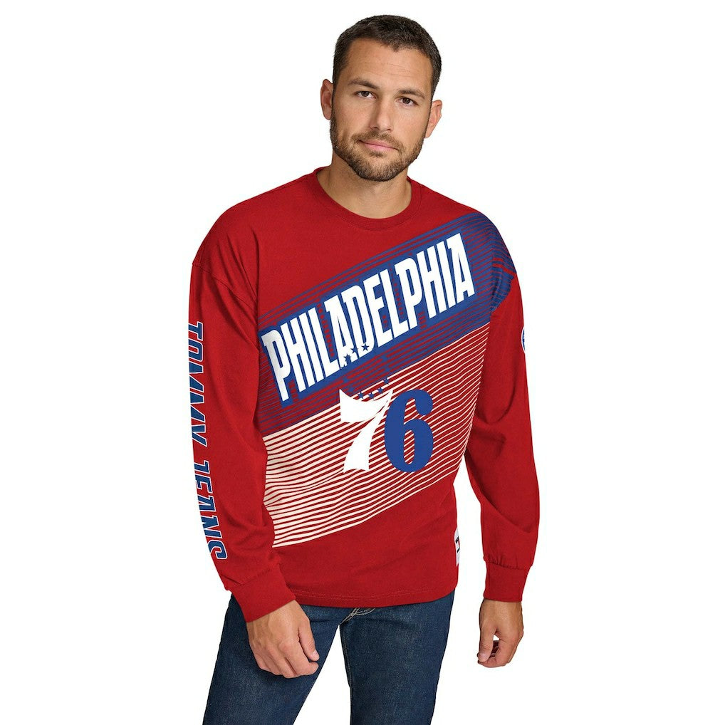 Philadelphia 76ers Tommy Jeans Lucas Long Sleeve T-Shirt Red