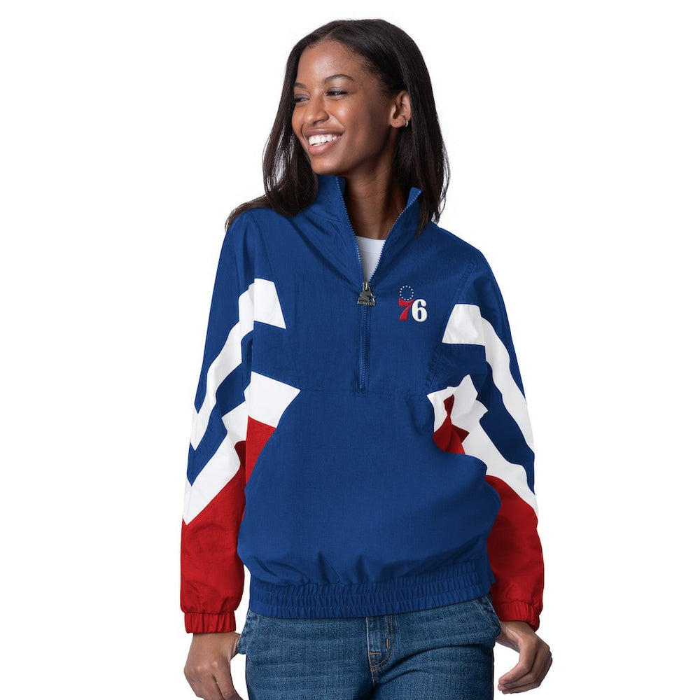 Philadelphia 76ers Starter Women's Renegade Oxford Half-Zip Jacket Royal