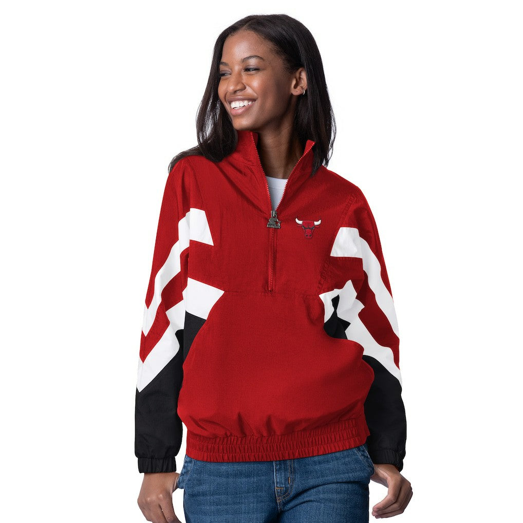 Chicago Bulls Starter Women's Renegade Oxford Half-Zip Jacket Red
