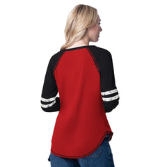 Chicago Bulls G-III 4Her by Carl Banks Women's Winner Waffle Knit Thermal Long Sleeve Tri-Blend T-Shirt Red/Black