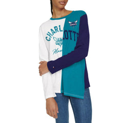 Charlotte Hornets Tommy Jeans Women's Amelia Color Blocked Long Sleeve T-Shirt White/Teal