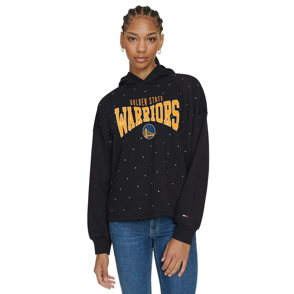 Golden State Warriors Tommy Jeans Women's Stella Cropped Pullover Hoodie Black