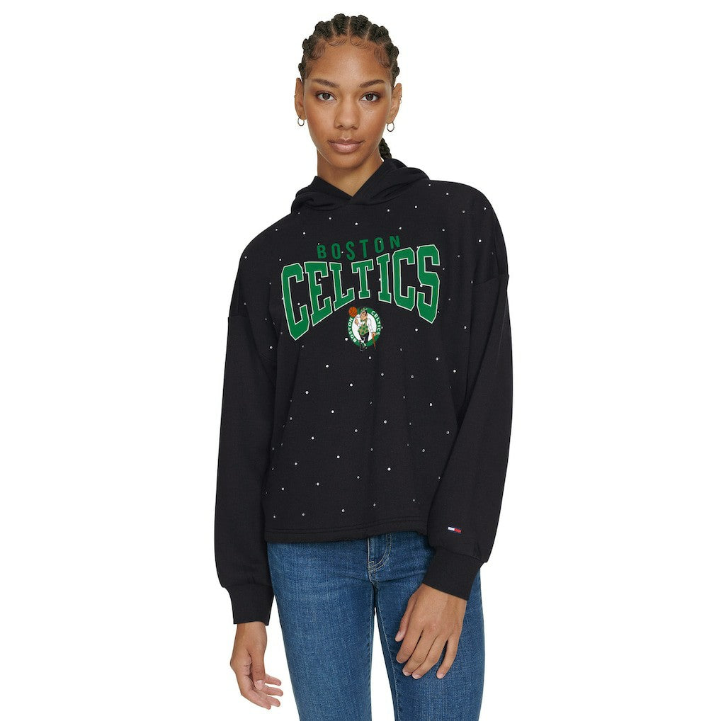 Boston Celtics Tommy Jeans Women's Stella Cropped Pullover Hoodie Black