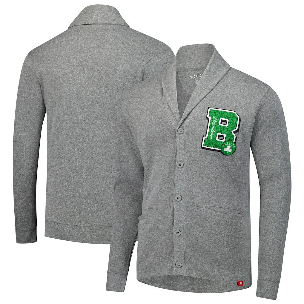 Boston Celtics Sportiqe Unisex Henshaw Full-Button Cardigan Sweater Heather Gray