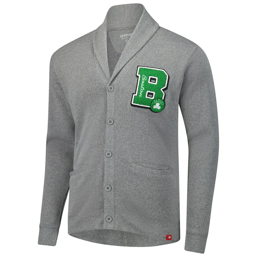Boston Celtics Sportiqe Unisex Henshaw Full-Button Cardigan Sweater Heather Gray