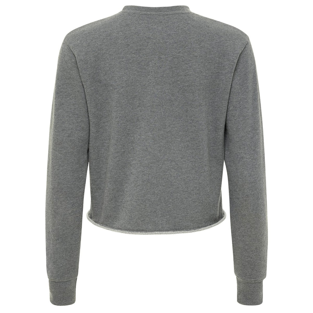 New York Knicks Sportiqe Women's Varsity Collection Kacey Cropped Pullover Sweatshirt Heather Gray