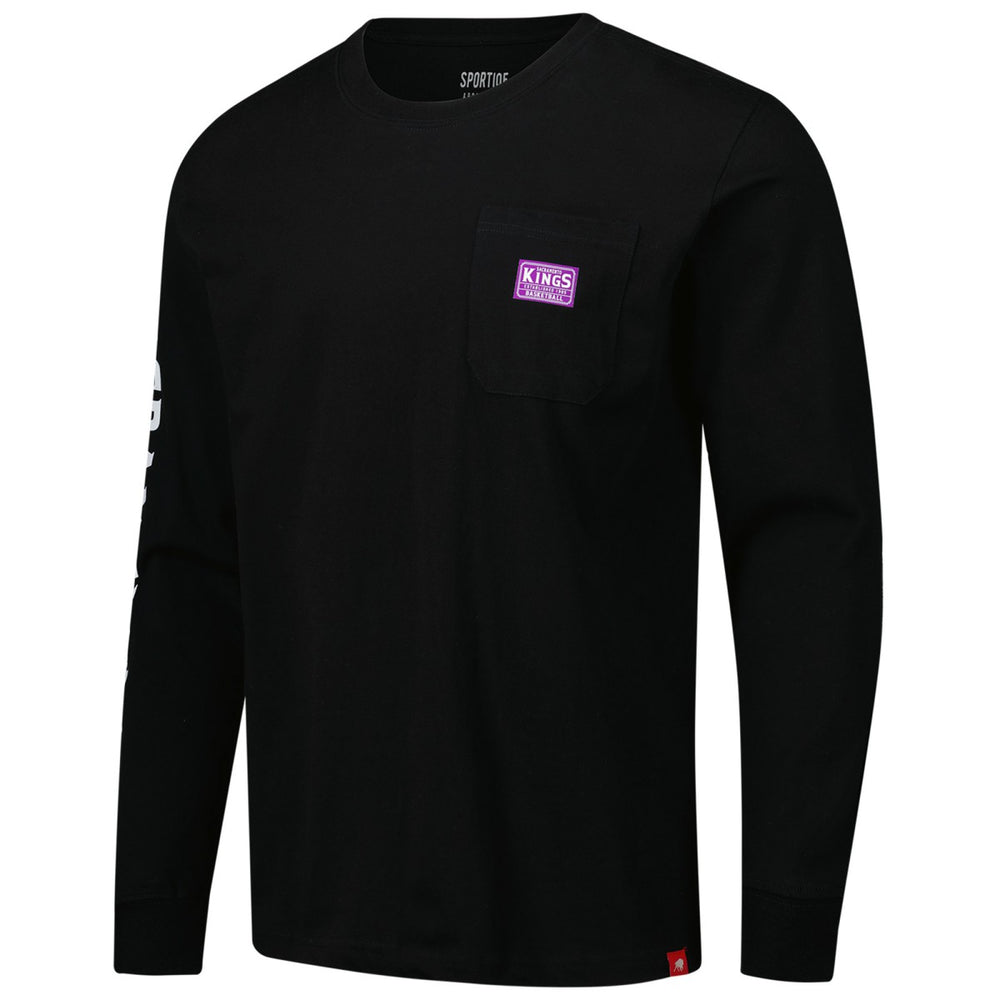 Sacramento Kings Sportiqe Unisex Wales Heavyweight Pocket Long Sleeve T-Shirt Black