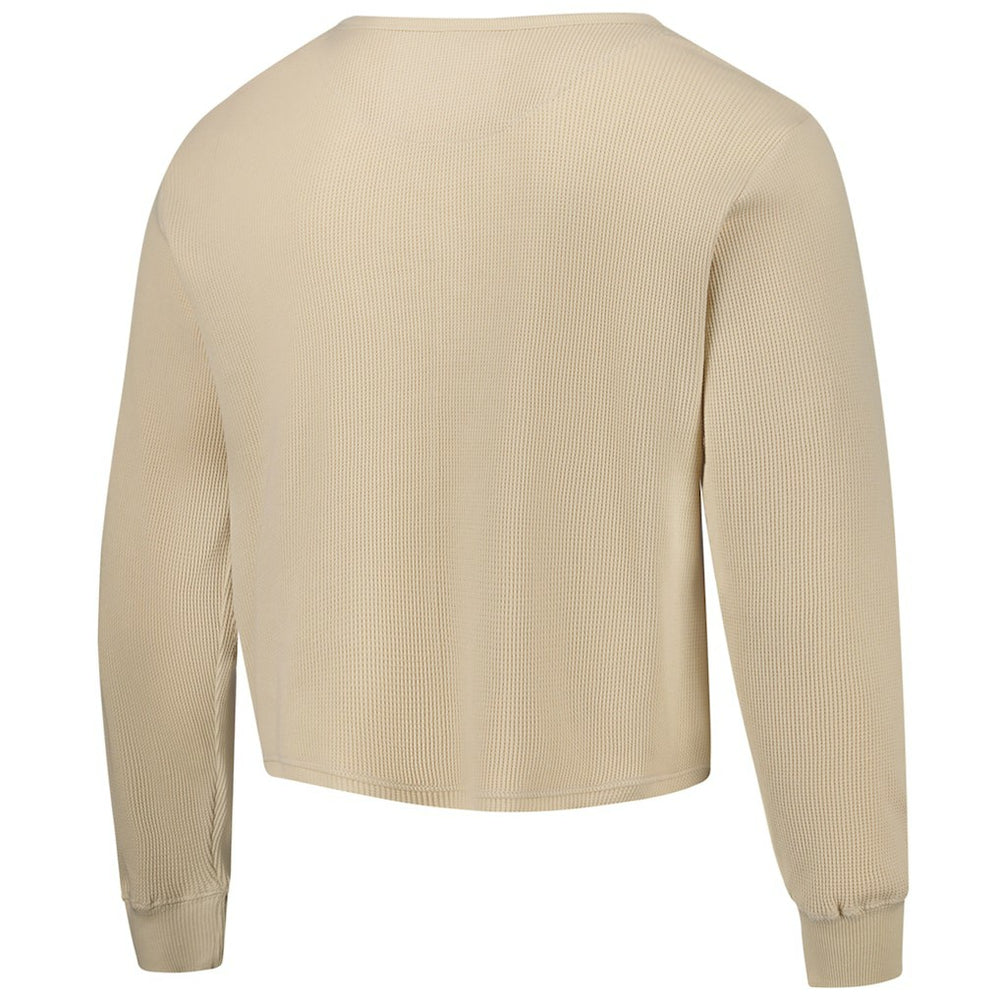 Golden State Warriors Sportiqe Unisex High Country Collection Cullen Cropped Waffle Knit Long Sleeve T-Shirt Cream